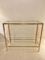 Bronze console with two glass. Maison Malabert, France circa 1970-80.