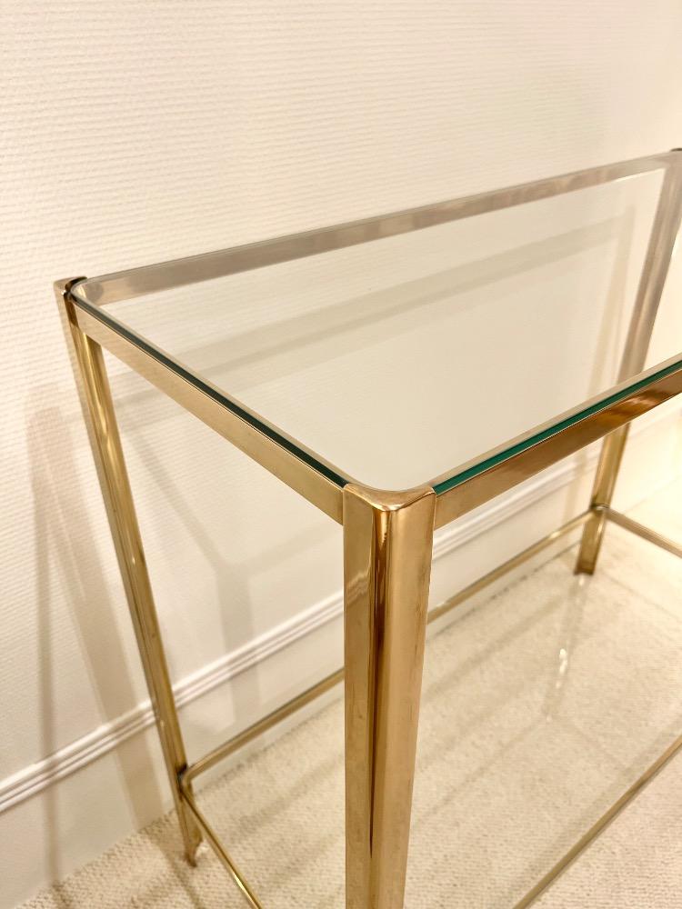 Bronze console with two glass. Maison Malabert, France circa 1970-80.