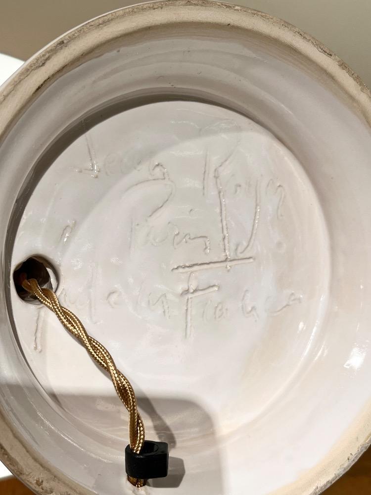 Ceramic table lamp by Jean Roger. Original edition circa 1970.