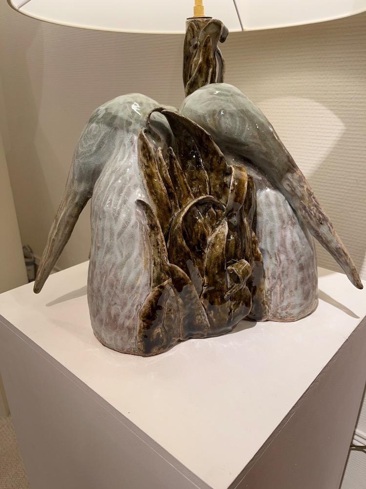 Ceramic table lamp. Magalie Wagner. Travail Contemporain. Unique Piece.