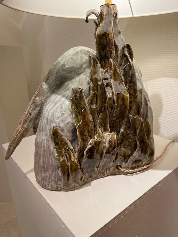 Ceramic table lamp. Magalie Wagner. Travail Contemporain. Unique Piece.