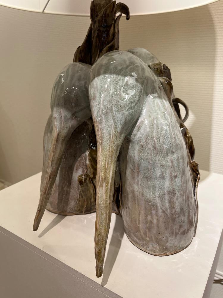 Ceramic table lamp. Magalie Wagner. Travail Contemporain. Unique Piece.