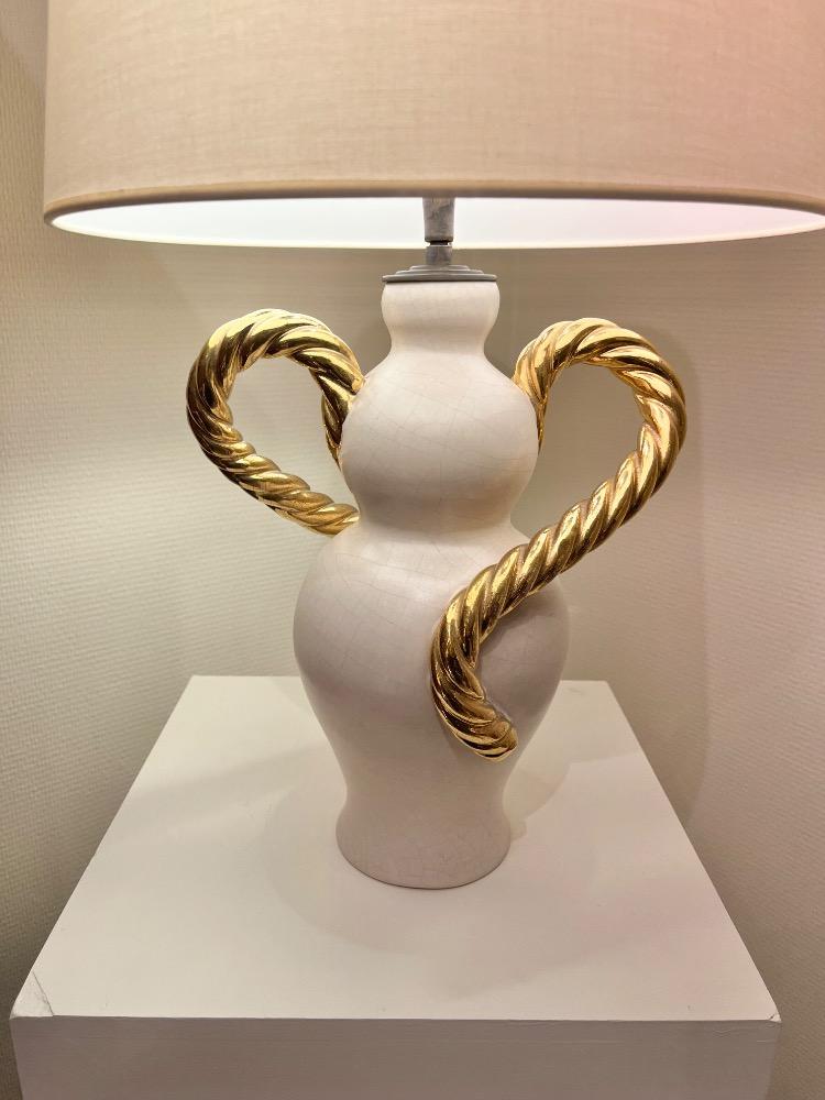 Ceramic table lamp. Marcel Giraud, Vallauris, France circa 1940.