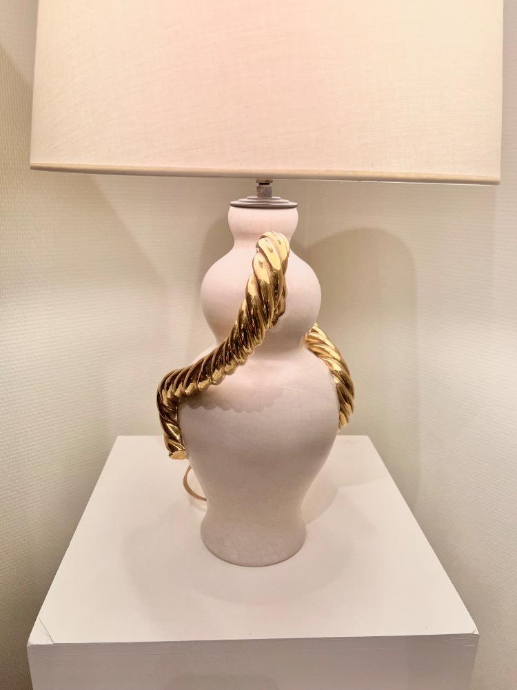 Ceramic table lamp. Marcel Giraud, Vallauris, France circa 1940.