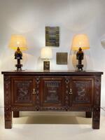 Ethnic credenza in dark beechwood. North Africa, Kabylie circa 1960.