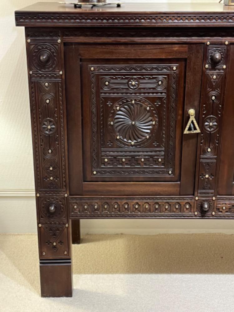 Ethnic credenza in dark beechwood. North Africa, Kabylie circa 1960.