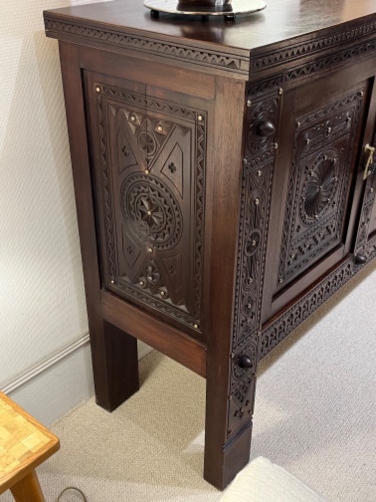 Ethnic credenza in dark beechwood. North Africa, Kabylie circa 1960.