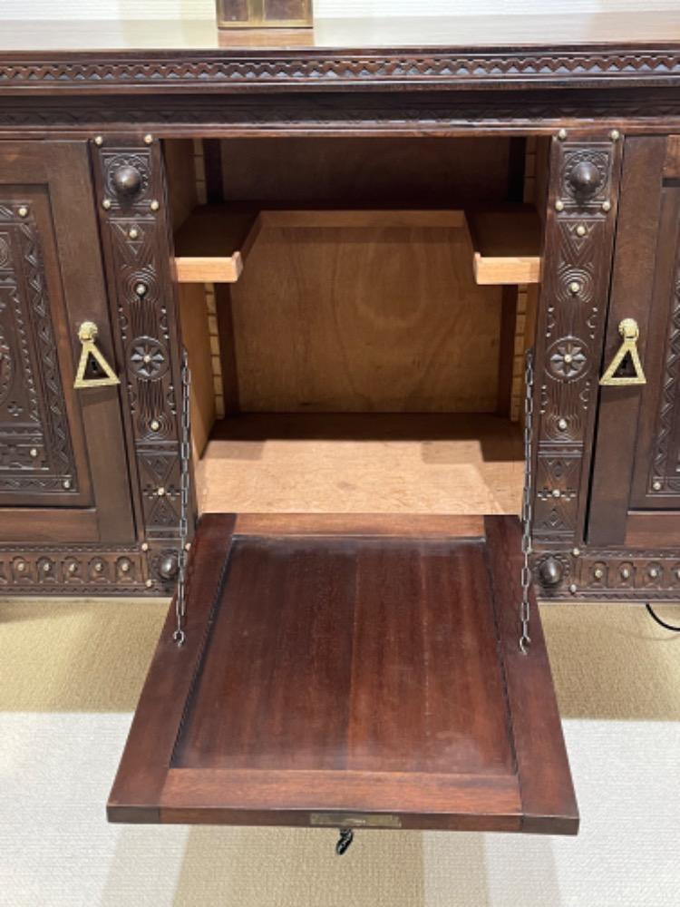 Ethnic credenza in dark beechwood. North Africa, Kabylie circa 1960.