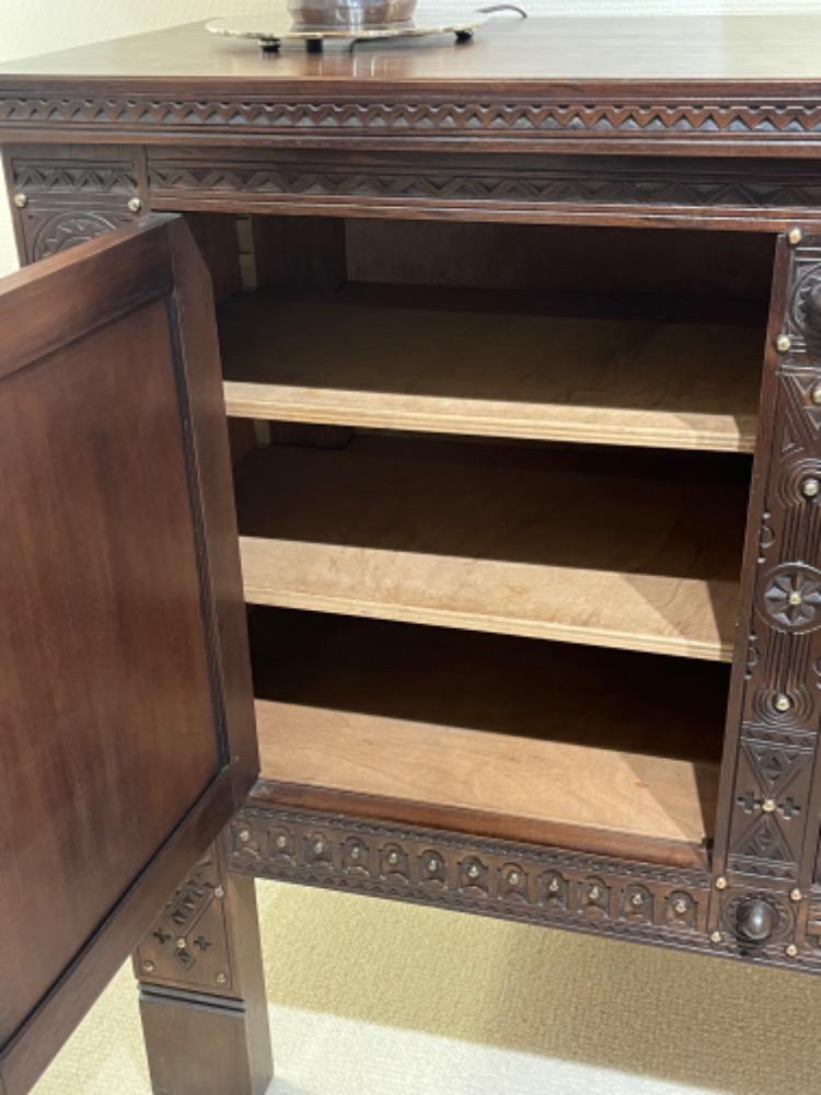 Ethnic credenza in dark beechwood. North Africa, Kabylie circa 1960.