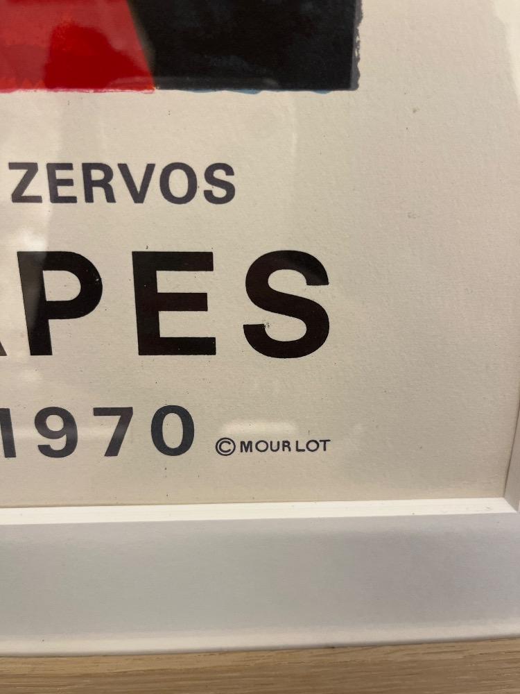 Framed lithographic poster. Picasso exhibition conceived and developed by Yvonne Zervos, Paris 1970.