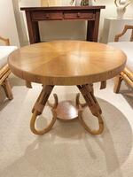 Oak and rattan gueridon. France circa 1960