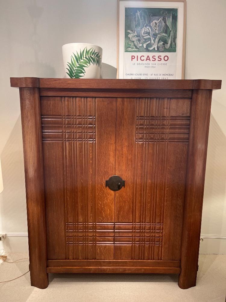 Oak cabinet, Charles Dudouyt. France circa 1940.