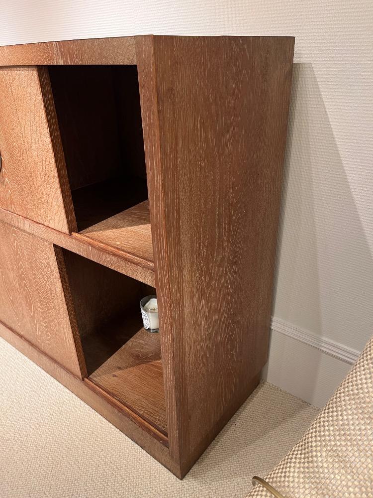 Oak cerused credenza, sliding doors. France circa 1930-40.