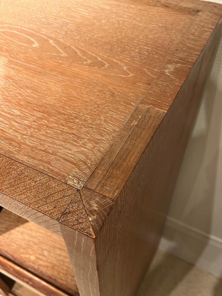 Oak cerused credenza, sliding doors. France circa 1930-40.