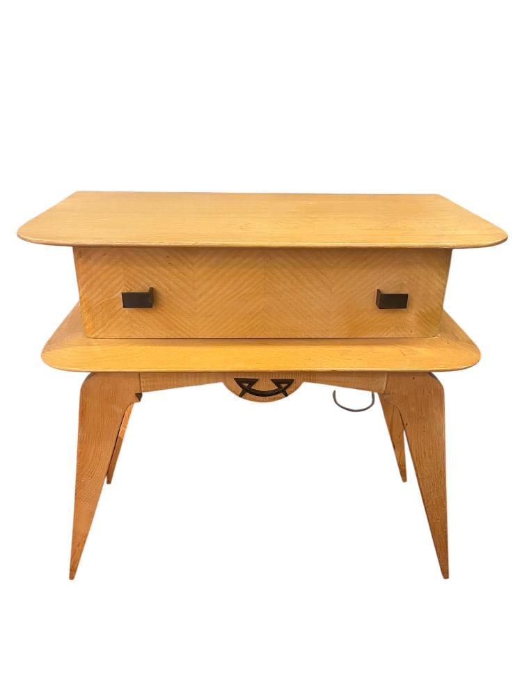 Pair of ash bedside tables. France circa 1950.