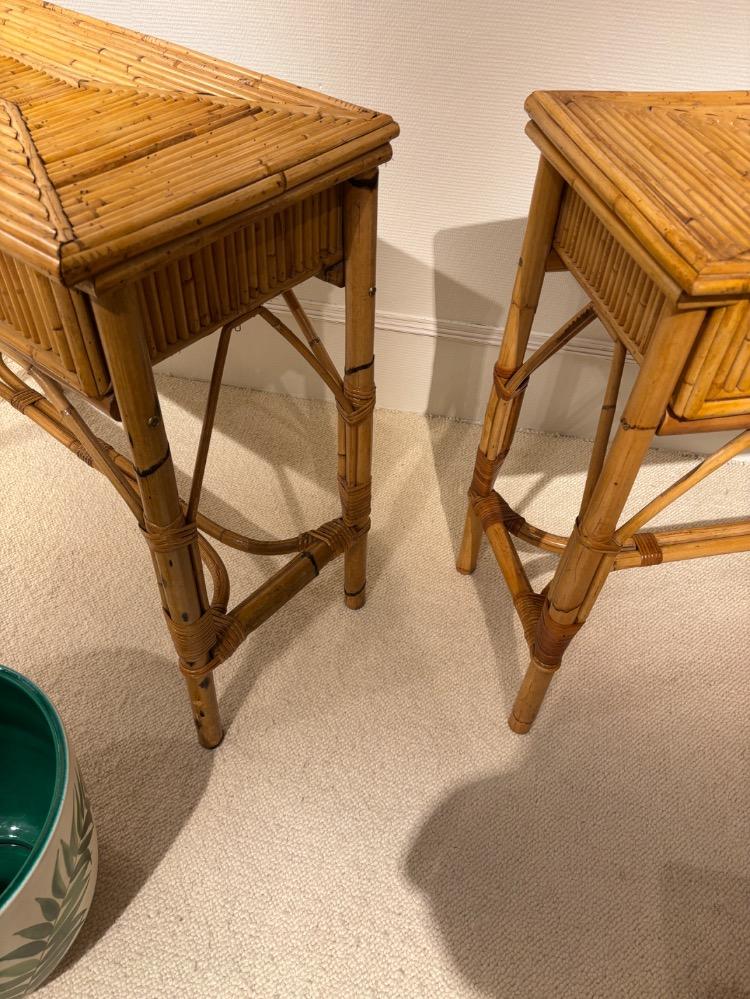 Pair of bambou consoles. Circa 1970.
