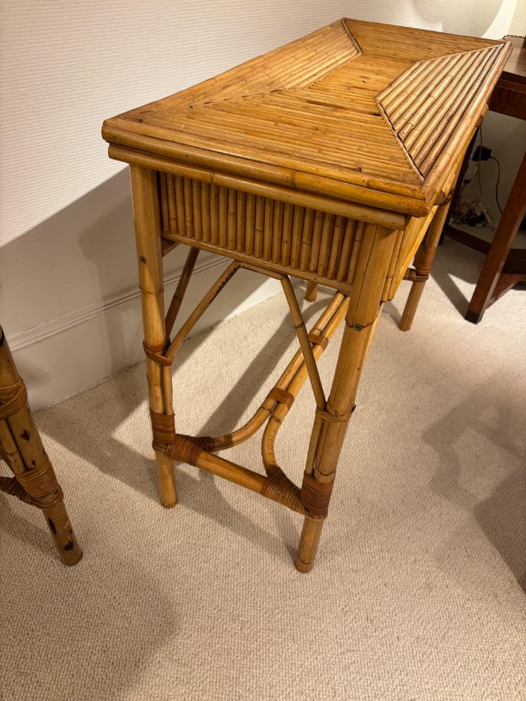 Pair of bambou consoles. Circa 1970.