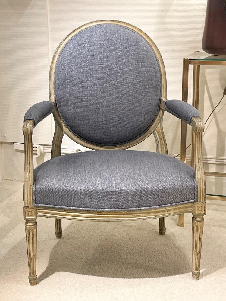 Pair of lacquered Louis XVI style armchairs. France circa 1950.