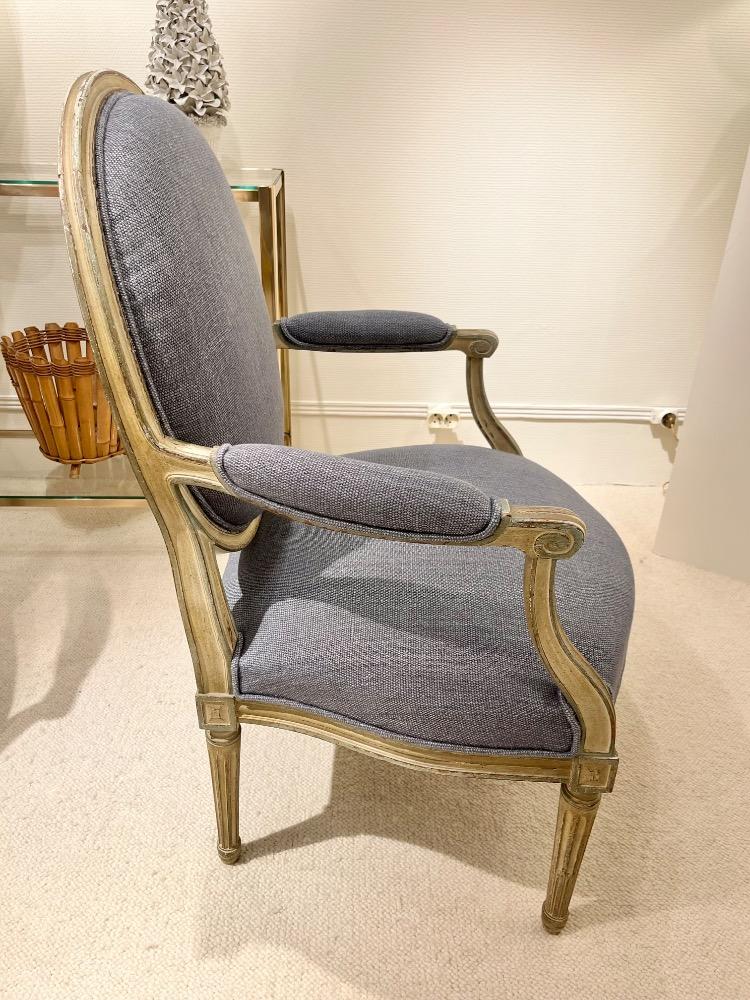 Pair of lacquered Louis XVI style armchairs. France circa 1950.