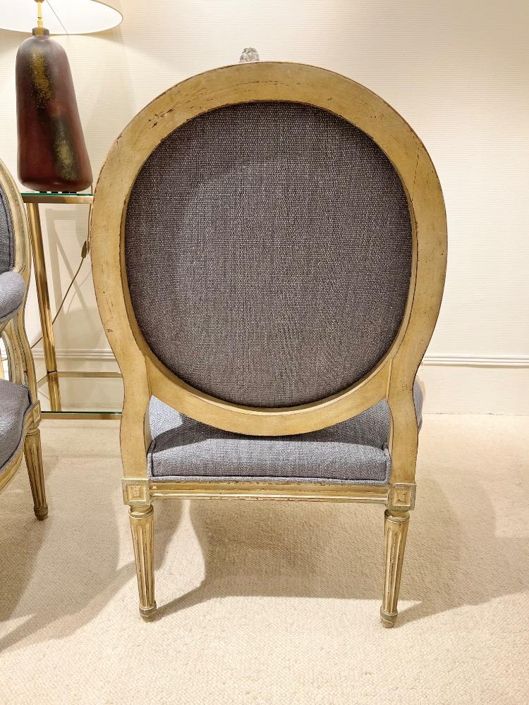 Pair of lacquered Louis XVI style armchairs. France circa 1950.