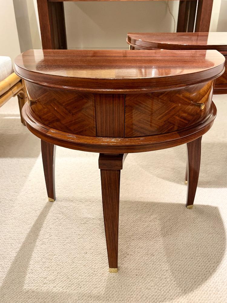 Pair of night stands in rosewood veneer. Att.Jules Leleu, France circa 1950.