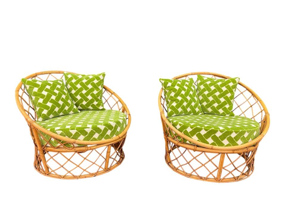 Pair of rattan armchairs. France circa 1960