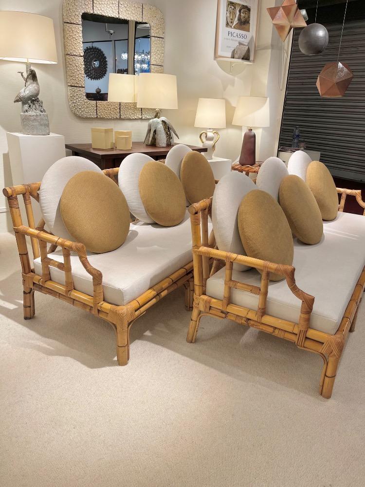 Pair of rattan sofas. Circa 1960.