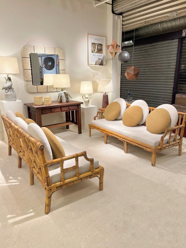 Pair of rattan sofas. Circa 1960.