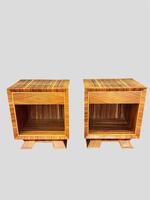 Pair of zebrano bedside tables. France circa 1960.