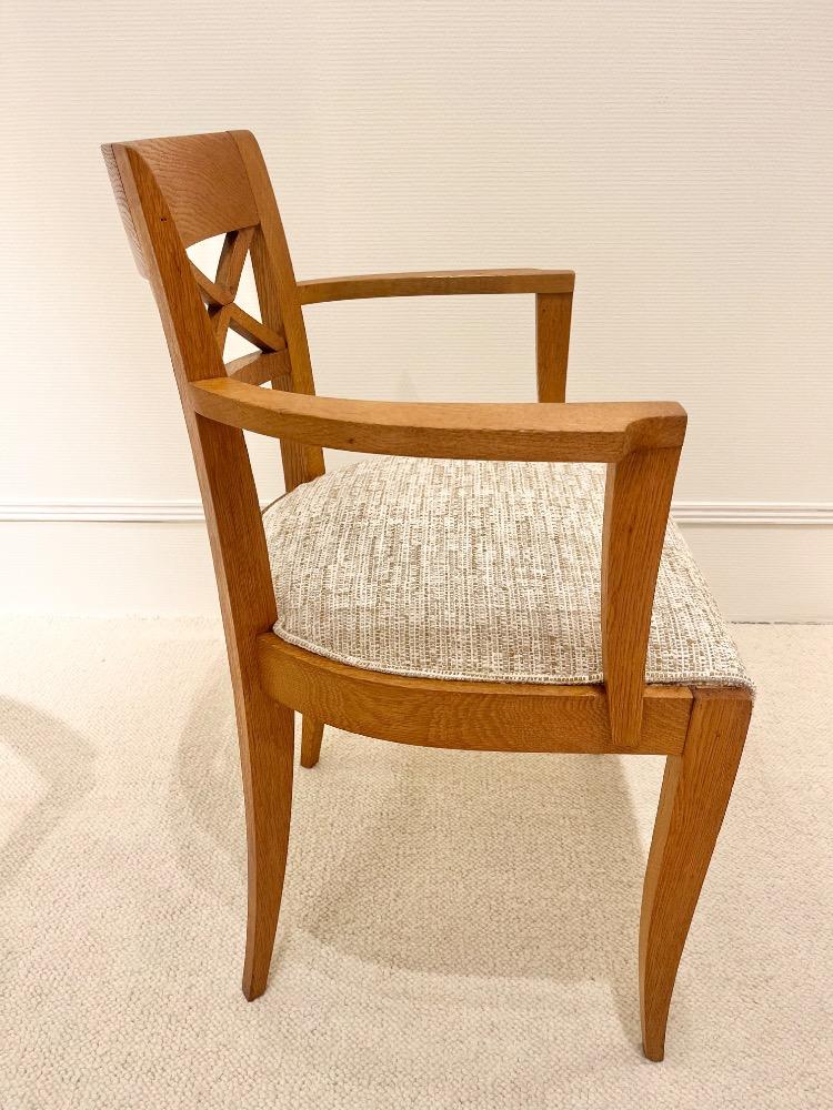 Set of four oak  armchairs. France circa 1940.