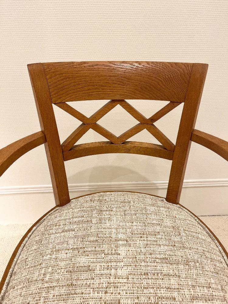 Set of four oak  armchairs. France circa 1940.