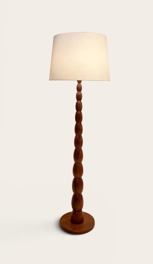 Walnut floorlamp. France circa 1950.